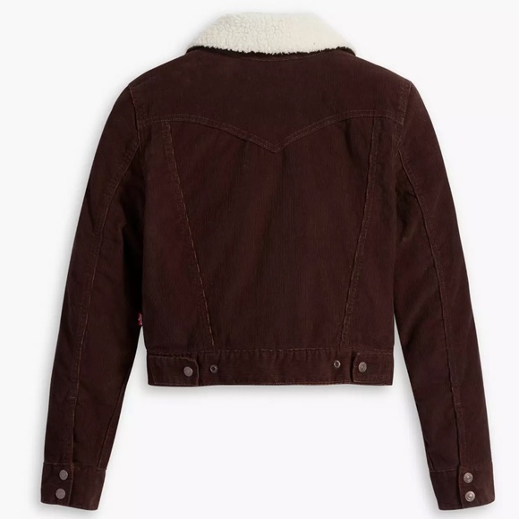 Like-New- Levi's Premium Slim Sherpa Brown Corduroy Trucker Jacket (XS) - Picture 2 of 16